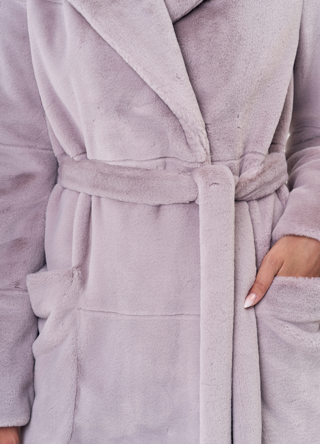 Пальто из эко меха под норку модель № 21128 в кредит