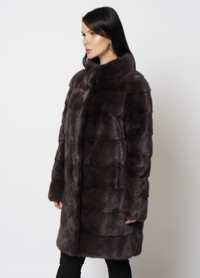 Норковая шуба в цвете уголь модель № 17321 в кредит