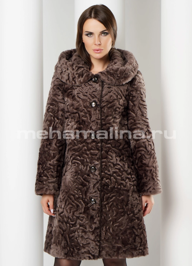 Шуба из овчины модель № S-618 меха малина
