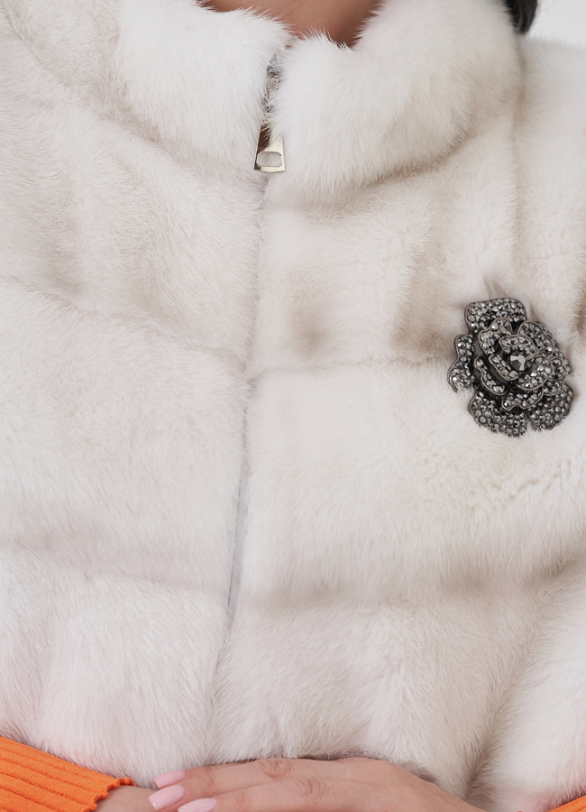 Короткая шуба из норки на молнии  модель № 81028 в рассрочку Короткая шуба из норки на молнии  модель № 81028 в рассрочку