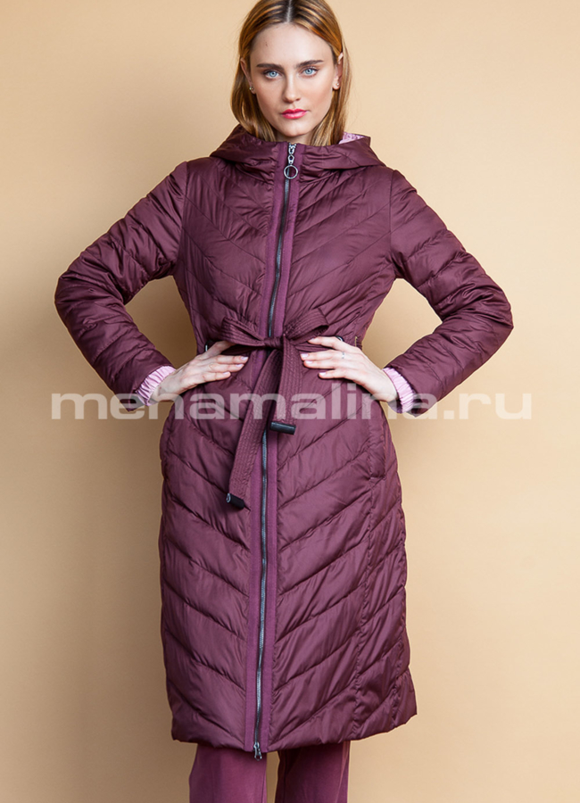 Весеннее пальто модель № PK-25 меха малина