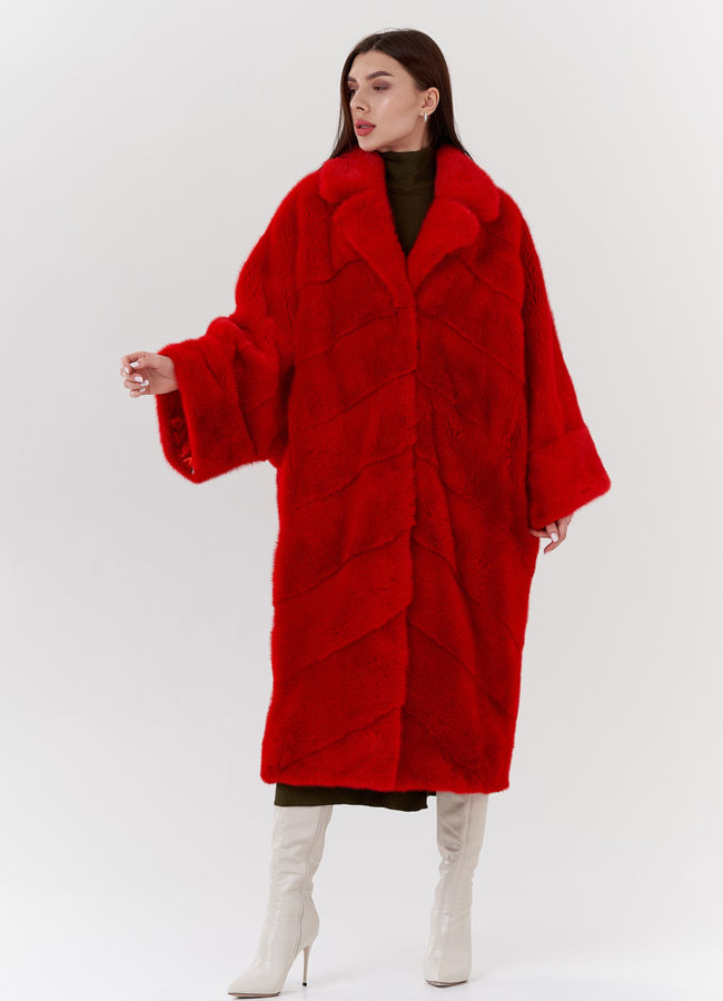 Норковая шуба с английским воротником  модель № 24223 универмаг малина