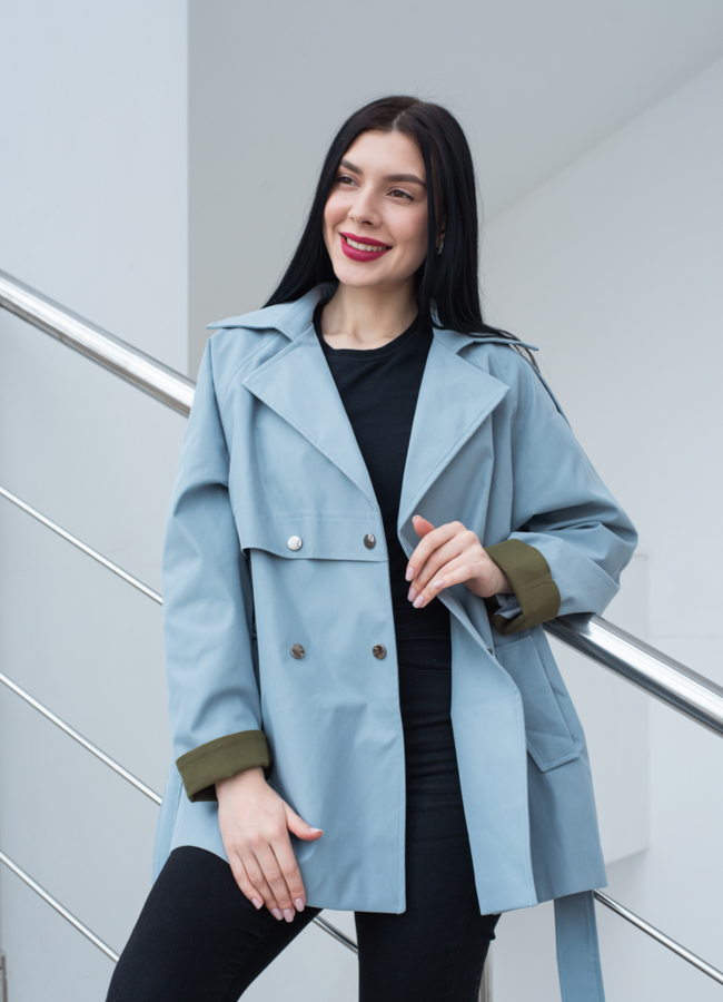 Тренч женский с поясом  модель № 22852 меха малина