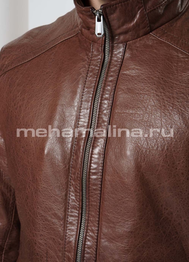 Кожаная куртка прямого силуэта модель № 9097 в рассрочку