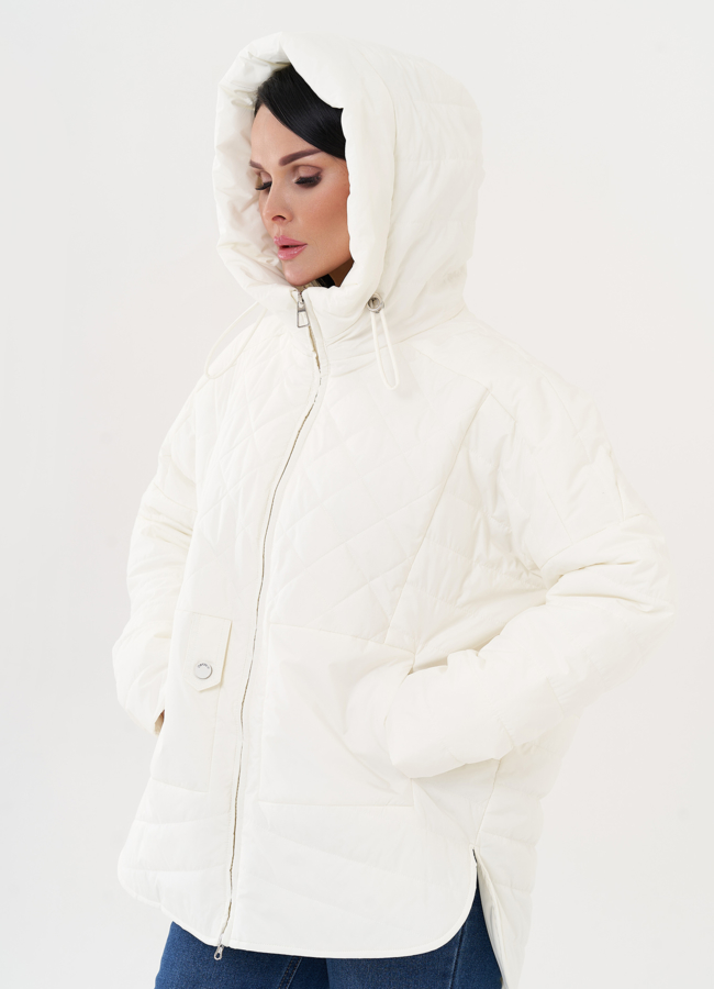 Светлая куртка с капюшоном модель № 26978 универмаг малина
