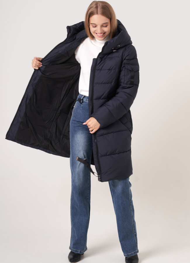 Серый пуховик с капюшоном модель № 507 в рассрочку