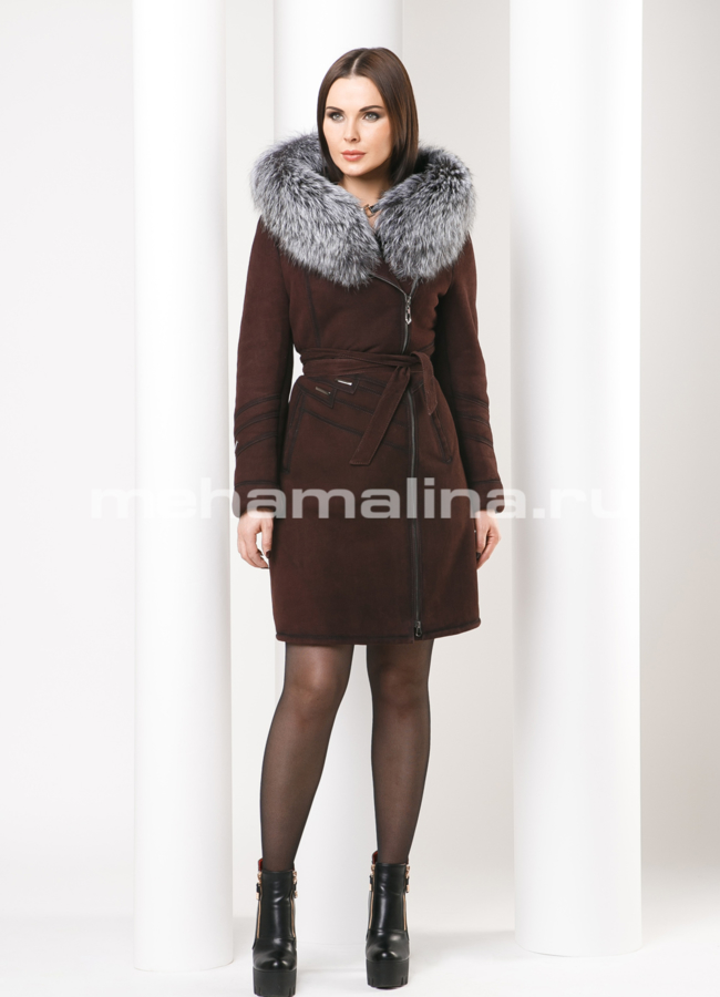 Дубленка с чернобуркой модель № D-161 универмаг малина