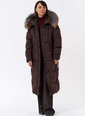 Женский пуховик с отделкой из меха блюфрост