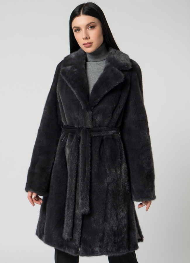 Норковая шуба с английским воротником модель № 1500 меха малина