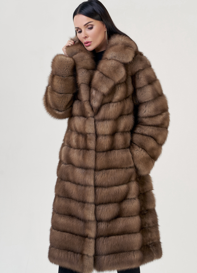 Длинная шуба из куницы модель № 78935 универмаг малина