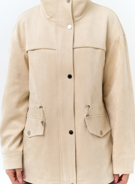 Женская светлая парка из эко замши