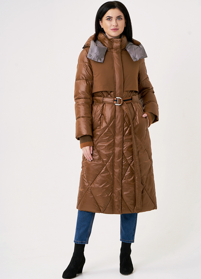Пуховик с капюшоном, с кокеткой модель № 537 в кредит