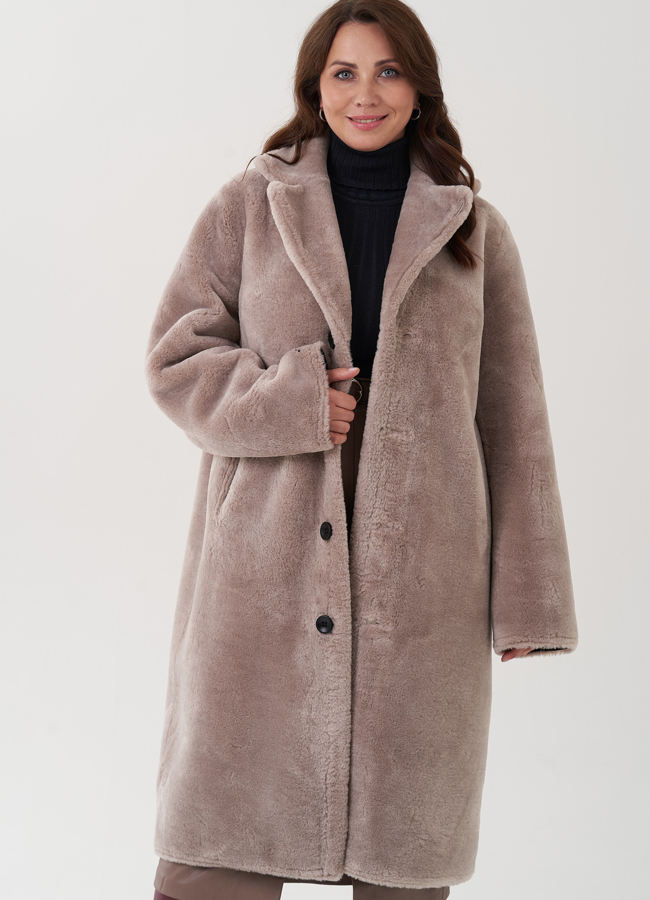 Двухсторонняя женская дубленка с английским воротником  модель № 82006 универмаг малина Двухсторонняя женская дубленка с английским воротником  модель № 82006 универмаг малина