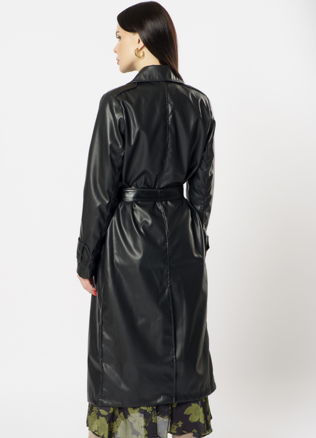 Плащ женский из эко кожи черного цвета модель № 03 универмаг малина