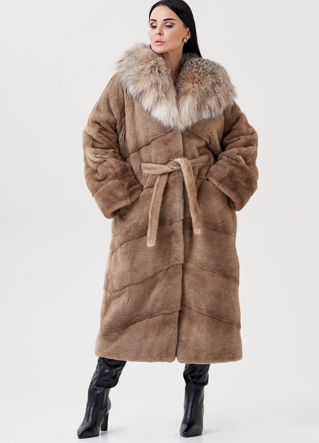 Норковая шуба с рысью модель № 23079 универмаг малина