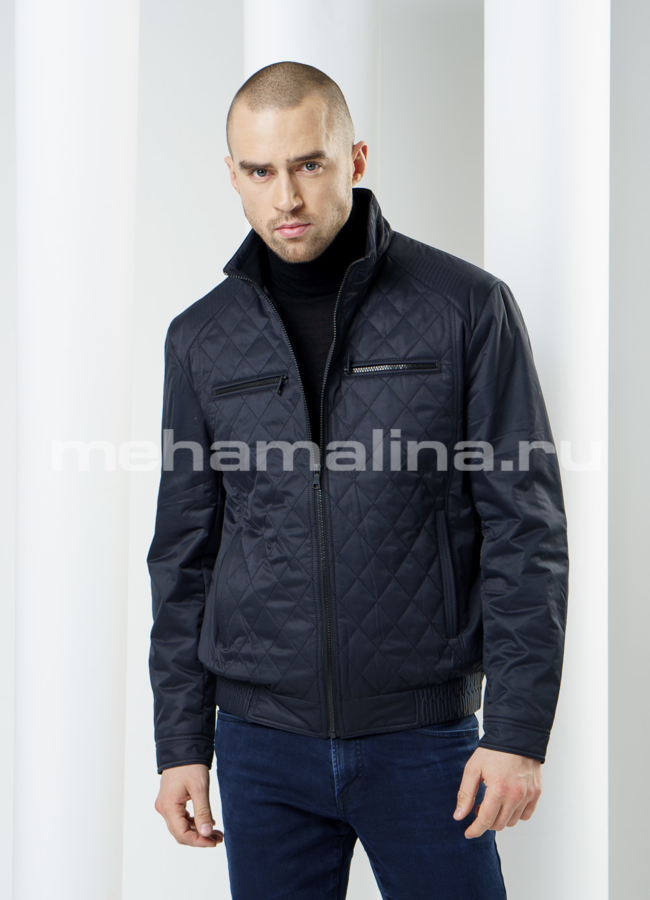Куртка стеганая, цвет синий модель № KP-98 меха малина