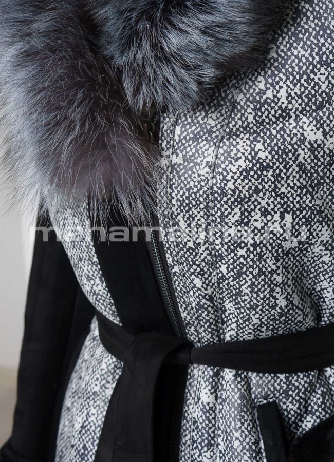 Дубленка из эко меха с капюшоном  модель № 1607 универмаг малина