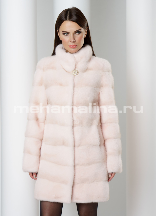 Норковая шуба модель № S-637 меха малина