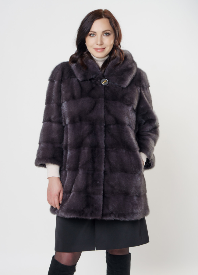 Шуба из норки поперечная трансформер модель № S-1008 универмаг малина