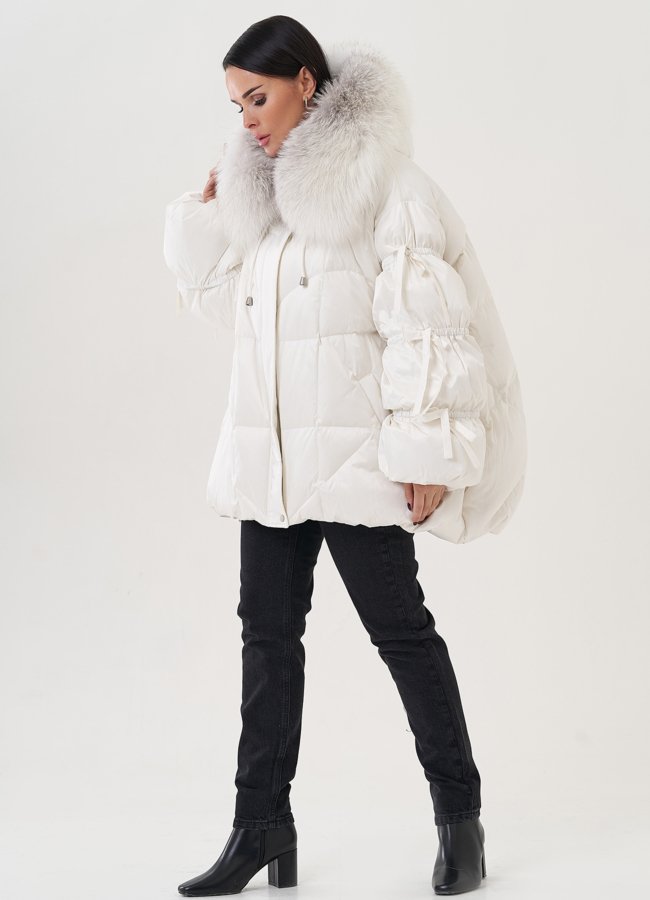 Женский пуховик с капюшоном  модель № 26077 универмаг малина