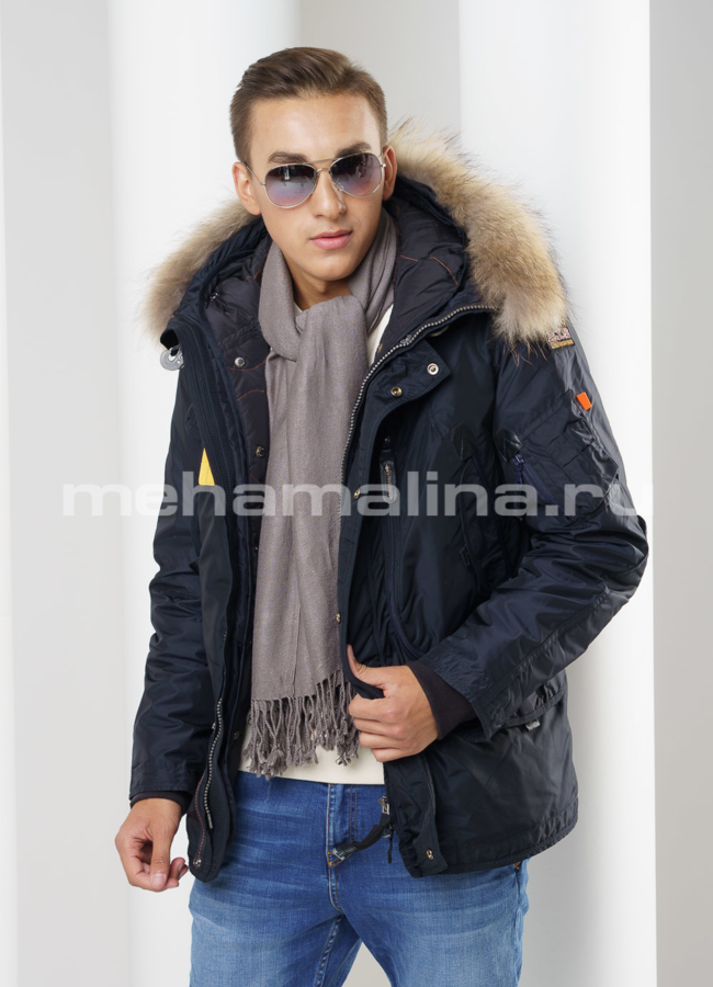 Мужской пуховик с капюшоном модель № KM-13 универмаг малина