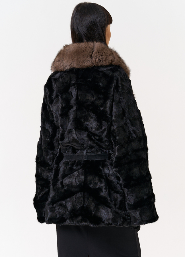 фото Женская шуба из меха норки  воротником из меха песца модель № 31486 фото Женская шуба из меха норки  воротником из меха песца модель № 31486