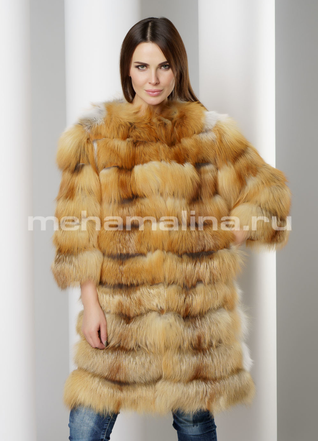 Жакет из лисы модель № M-168 меха малина