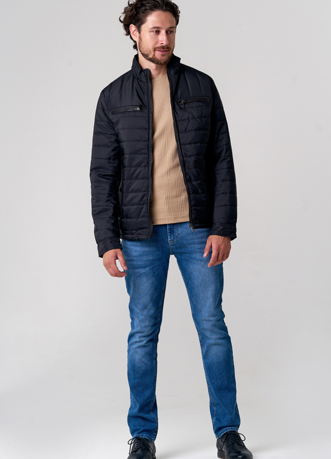 фото Утепленная мужская куртка с воротником стойкой модель № 937-4