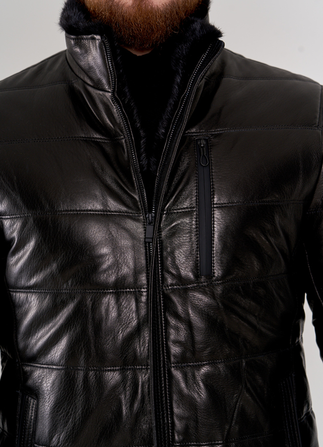 Пуховик мужской черного цвета модель № П-509 в рассрочку