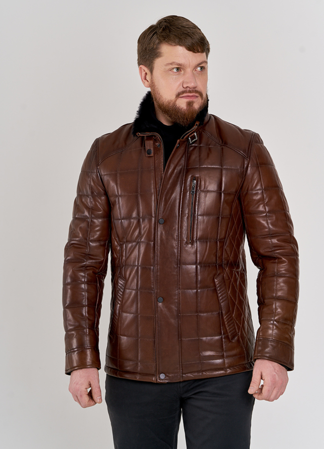 Мужская зимняя куртка коричневого цвета модель № П-510 универмаг малина