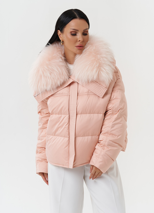 Оверсайз куртка с мехом песца модель № 28575 универмаг малина