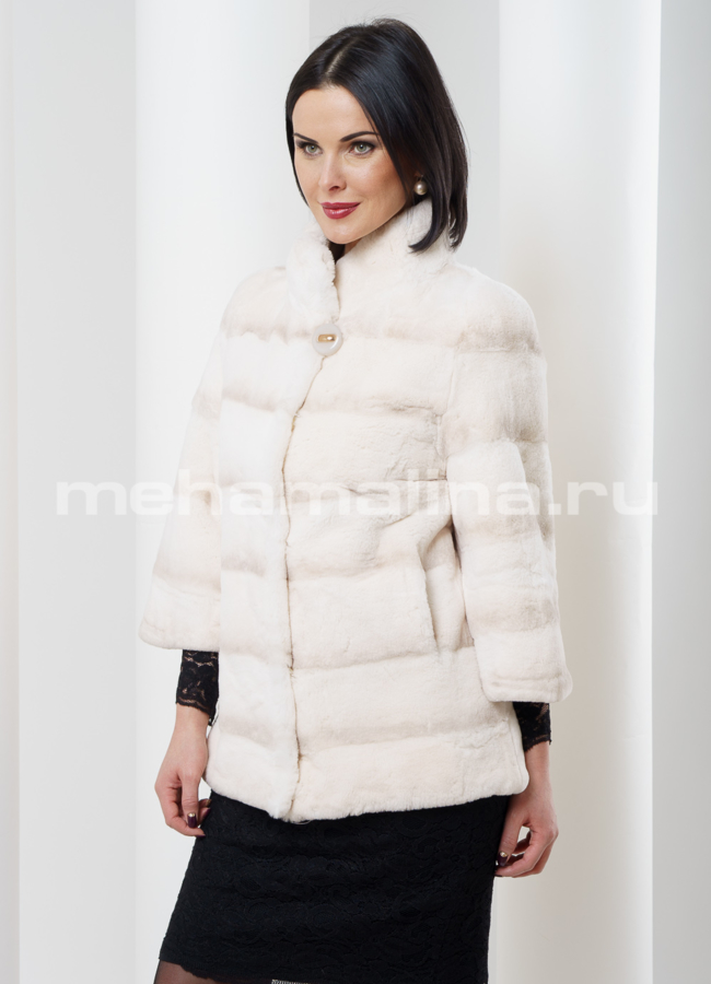 Шуба рекс, светлая модель № S-358 меха малина