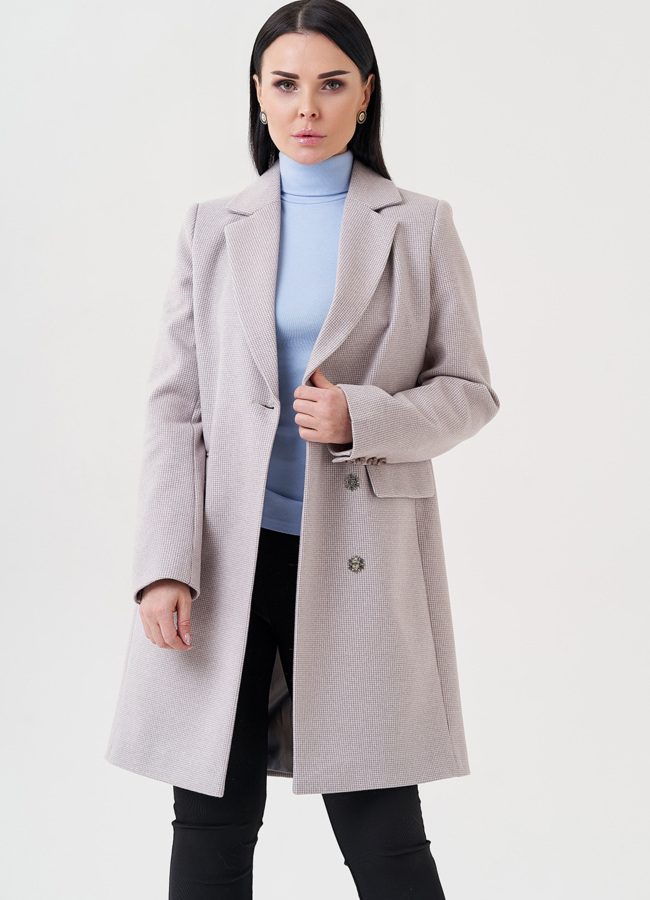 Женское пальто-пиджак в коричневом цвете модель № 23966 универмаг малина