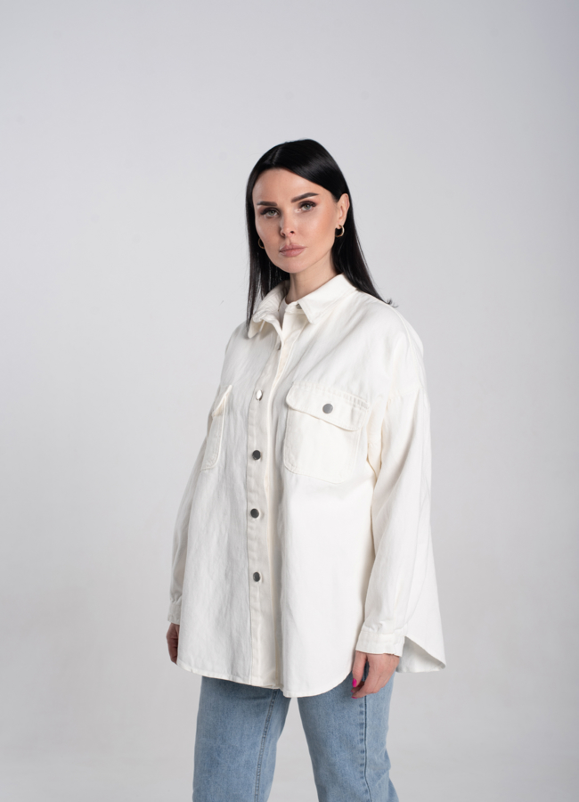 фото Куртка джинсовая  белого цвета  модель № 24592