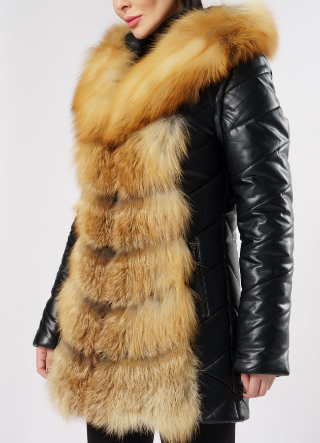 фото Пуховик трансформер из эко кожи модель № 980