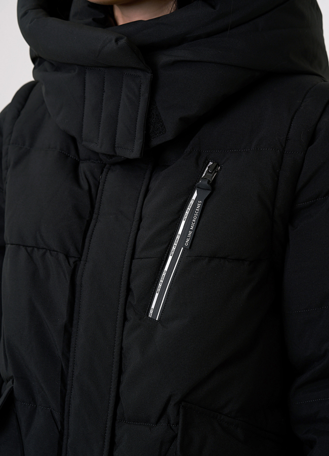 Короткий пуховик-трансформер черного цвета  модель № 829 универмаг малина