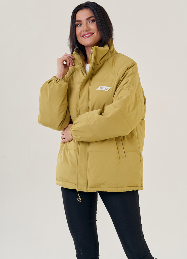 Женская куртка со стойкой модель № 23133 меха малина