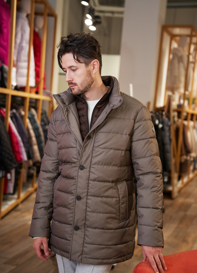 фото Мужской пуховик на пуговицах со стойкой модель № 3254