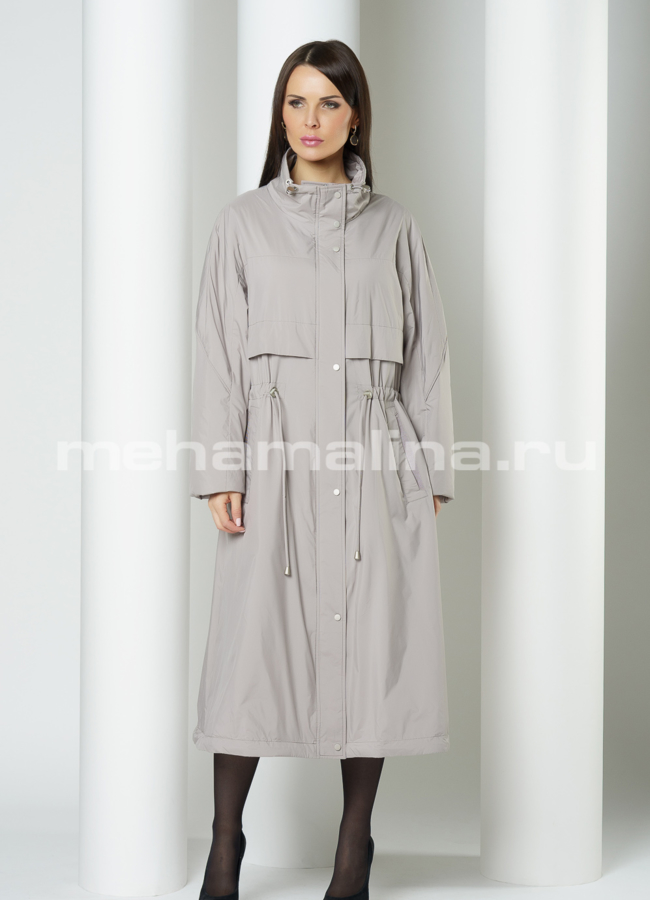 Удлиненная парка серого цвета модель № 12450 в рассрочку