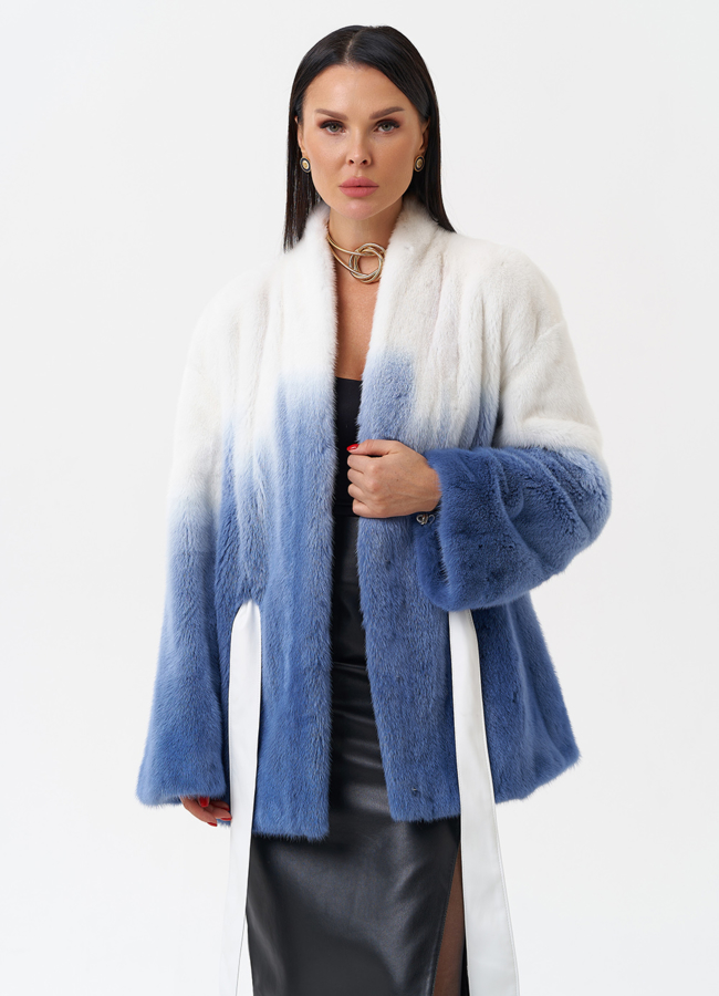 Женская шуба из меха норки с градиентом модель № 28092 универмаг малина