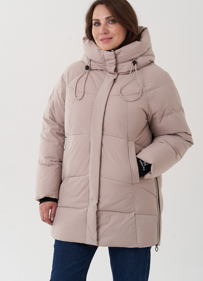 Женский пуховик с капюшоном  модель № 24953 меха малина