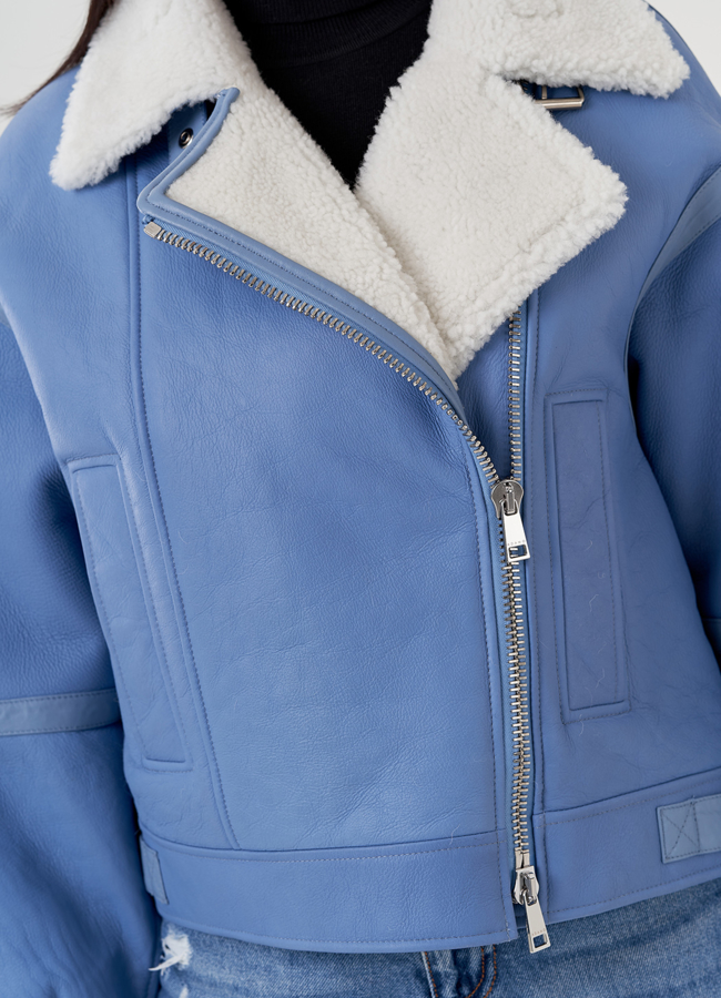 Женская дубленка косуха  модель № 79591 универмаг малина