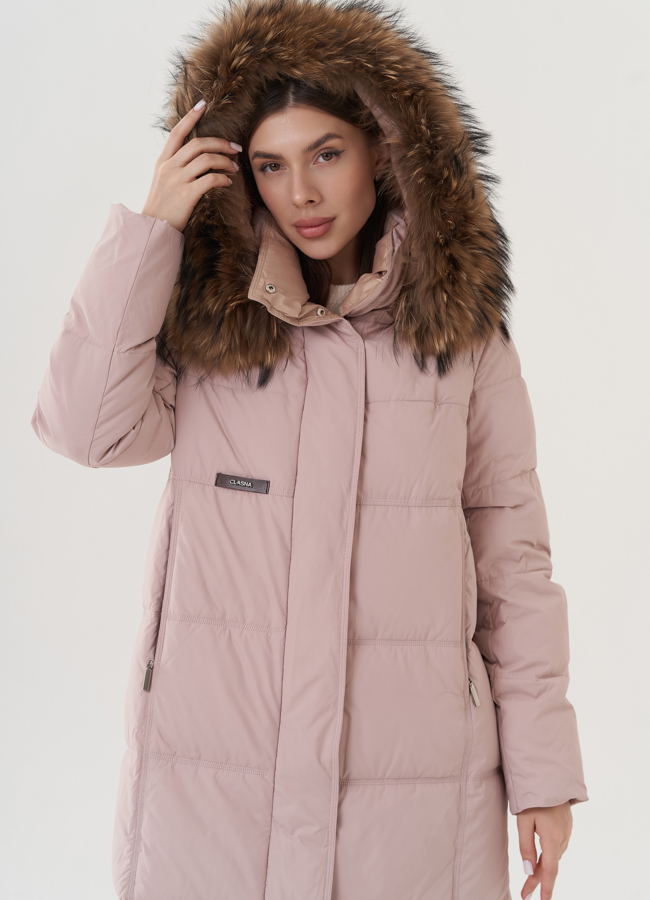 Пуховик женский с капюшоном  модель № 25708 универмаг малина