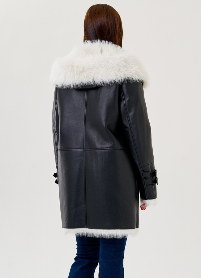 Дубленка из искусственной кожи с отделкой под тоскану модель № 79315 в кредит