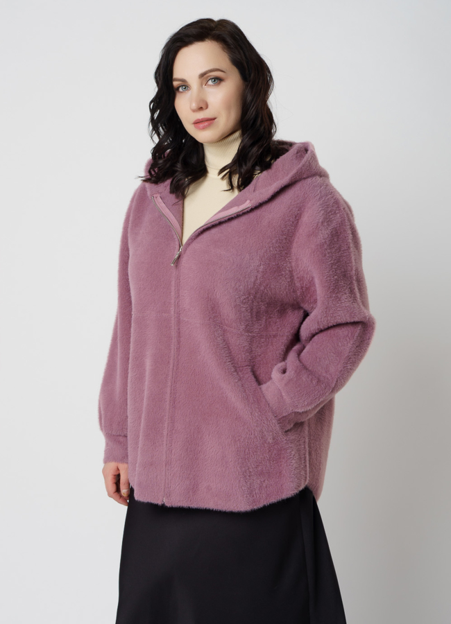 Женский короткий кардиган с капюшоном модель № 9852 универмаг малина