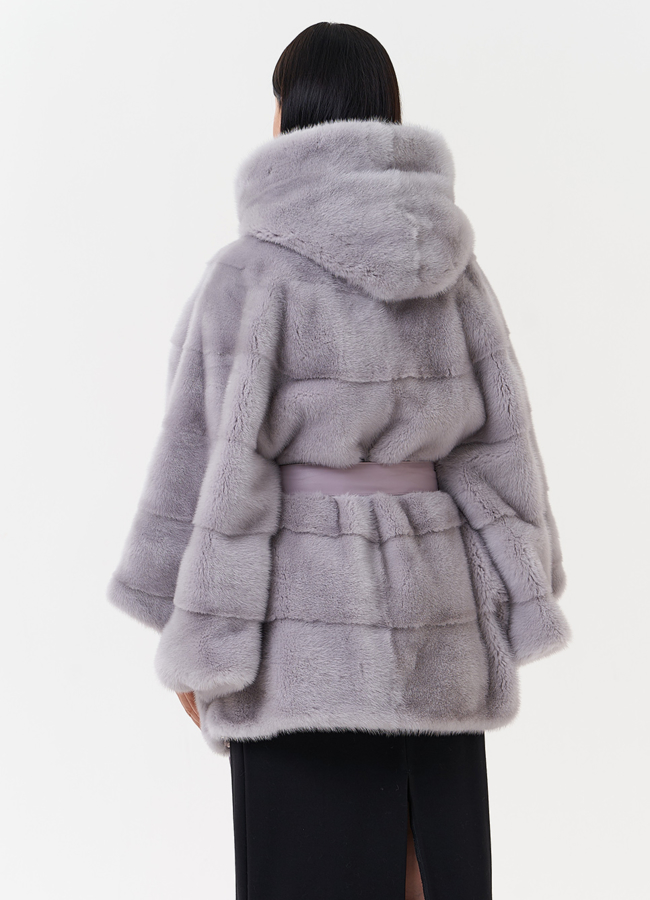 Шуба из меха норки с капюшоном модель № 27648 универмаг малина