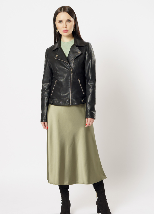 Куртка из эко кожи черного цвета модель № 20639 универмаг малина