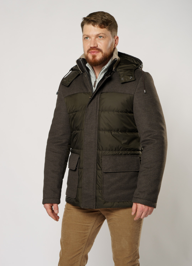 Куртка на молнии со съемным капюшоном модель № DM-135 меха малина