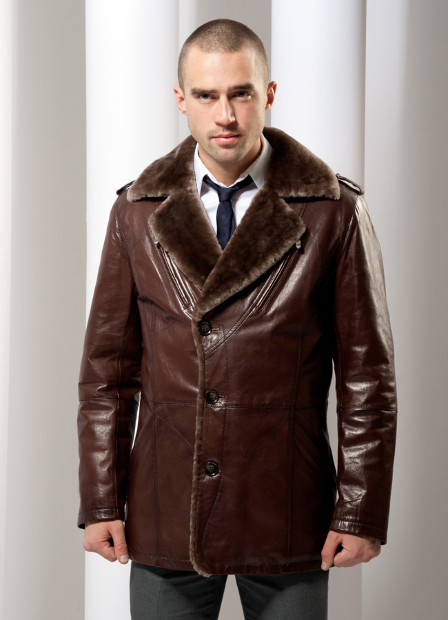 Дубленка модель № DM-12 меха малина