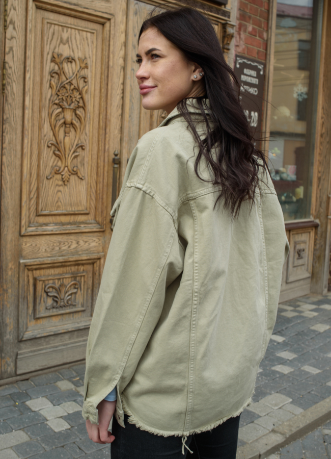 фото Куртка джинсовая светло-зеленого цвета модель № 21176